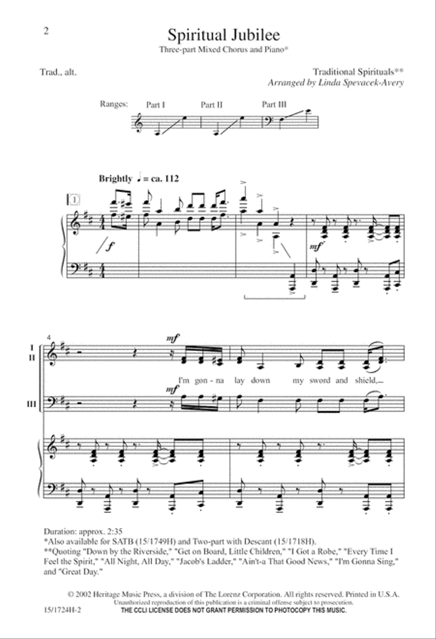Spiritual Jubilee 3-Part scores gallery preview page 3