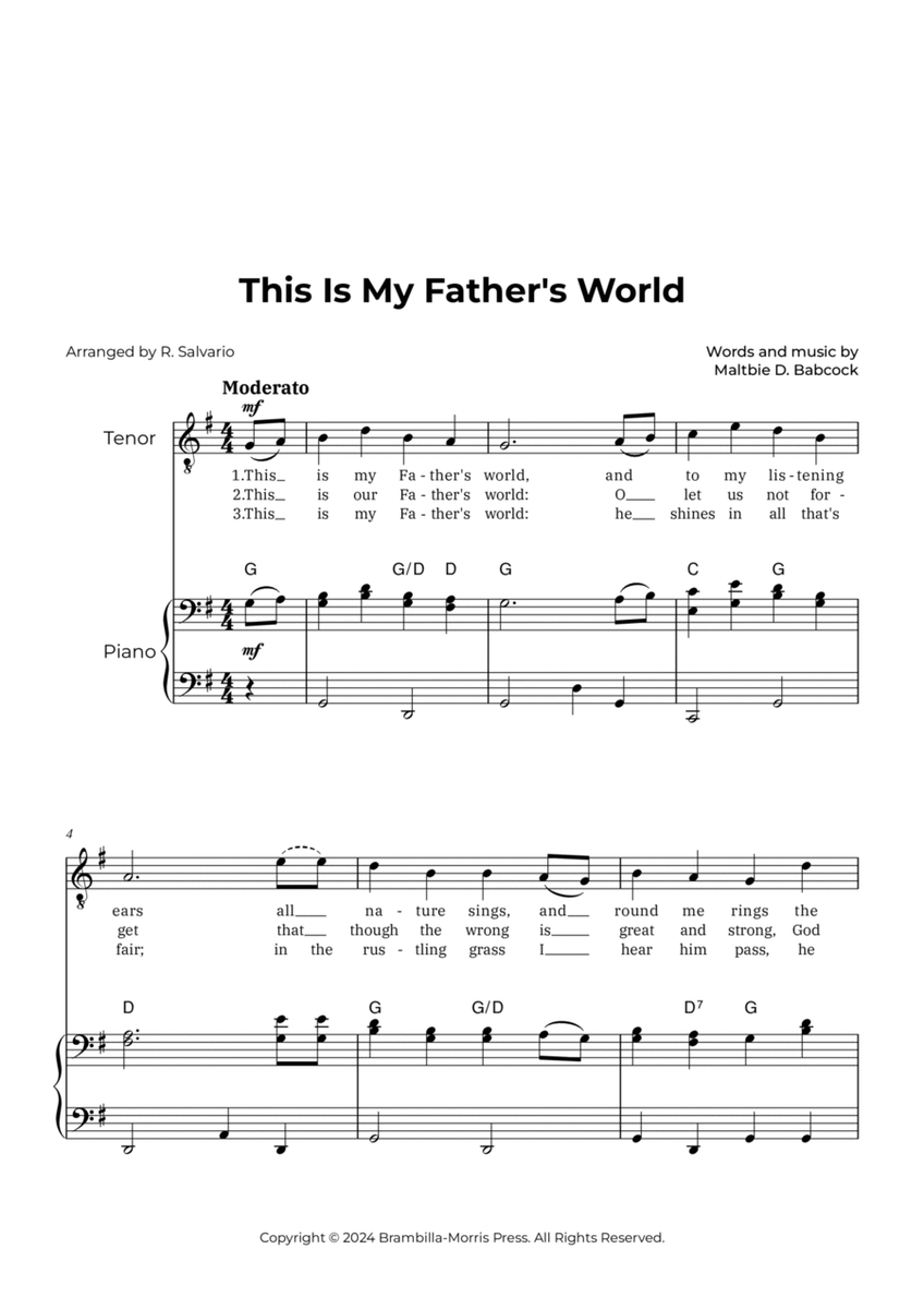 This Is My Father's World (Key of G Major) image number null