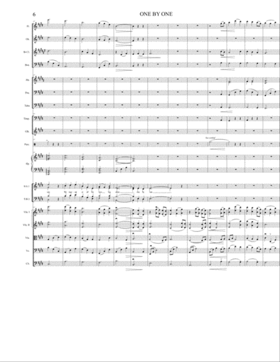 One by One - Full Orchestra, Choirs, and Vocal (by Paul Cardall, David A. Bednar) 4-Part scores gallery preview page 6