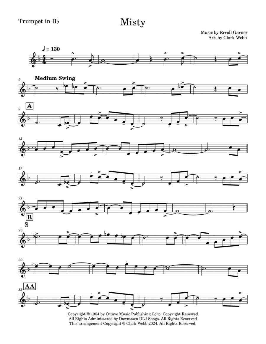 Misty Misty Jazz Ensemble scores gallery preview page 1
