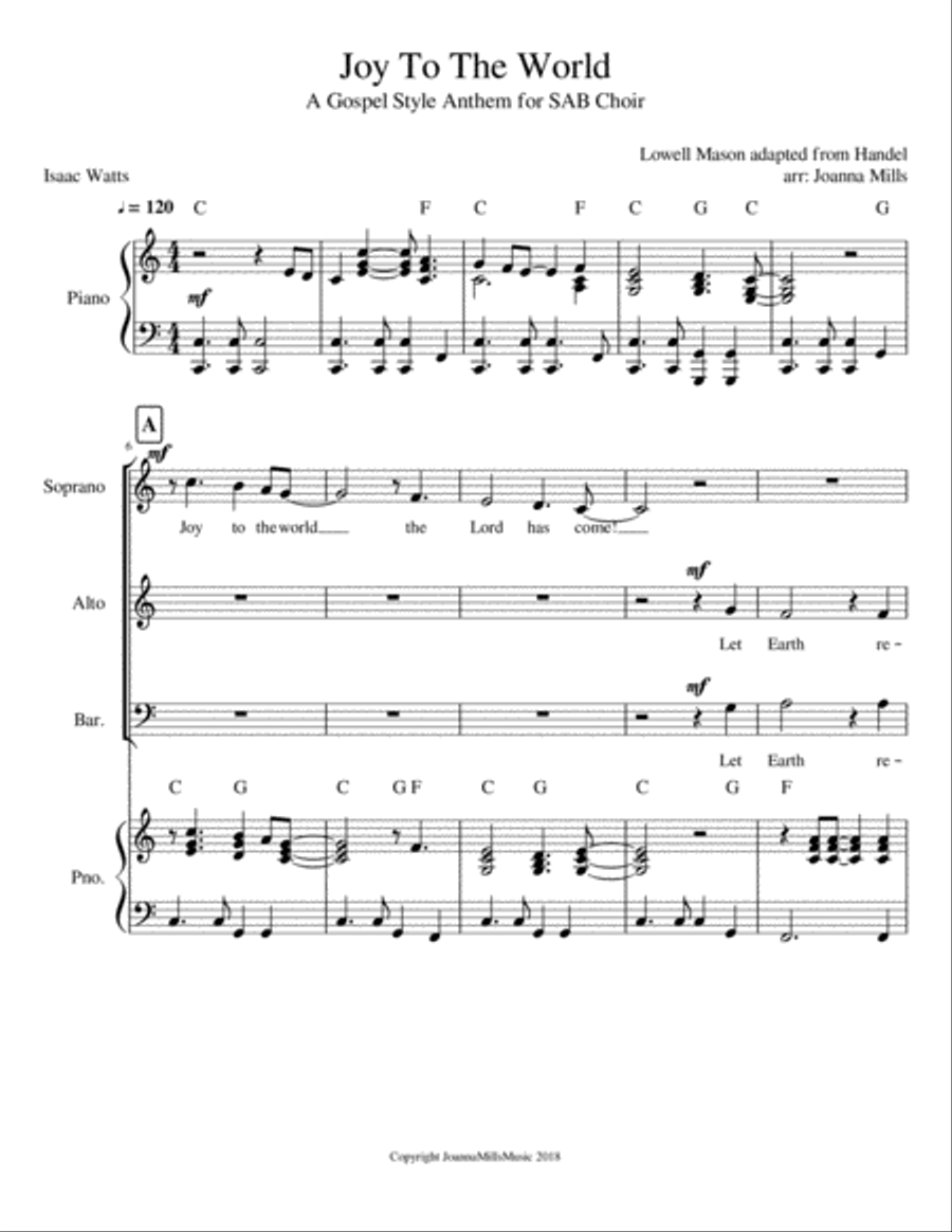 Joy to the World: A Gospel Style Anthem for SAB Choir 3-Part scores gallery preview page 2