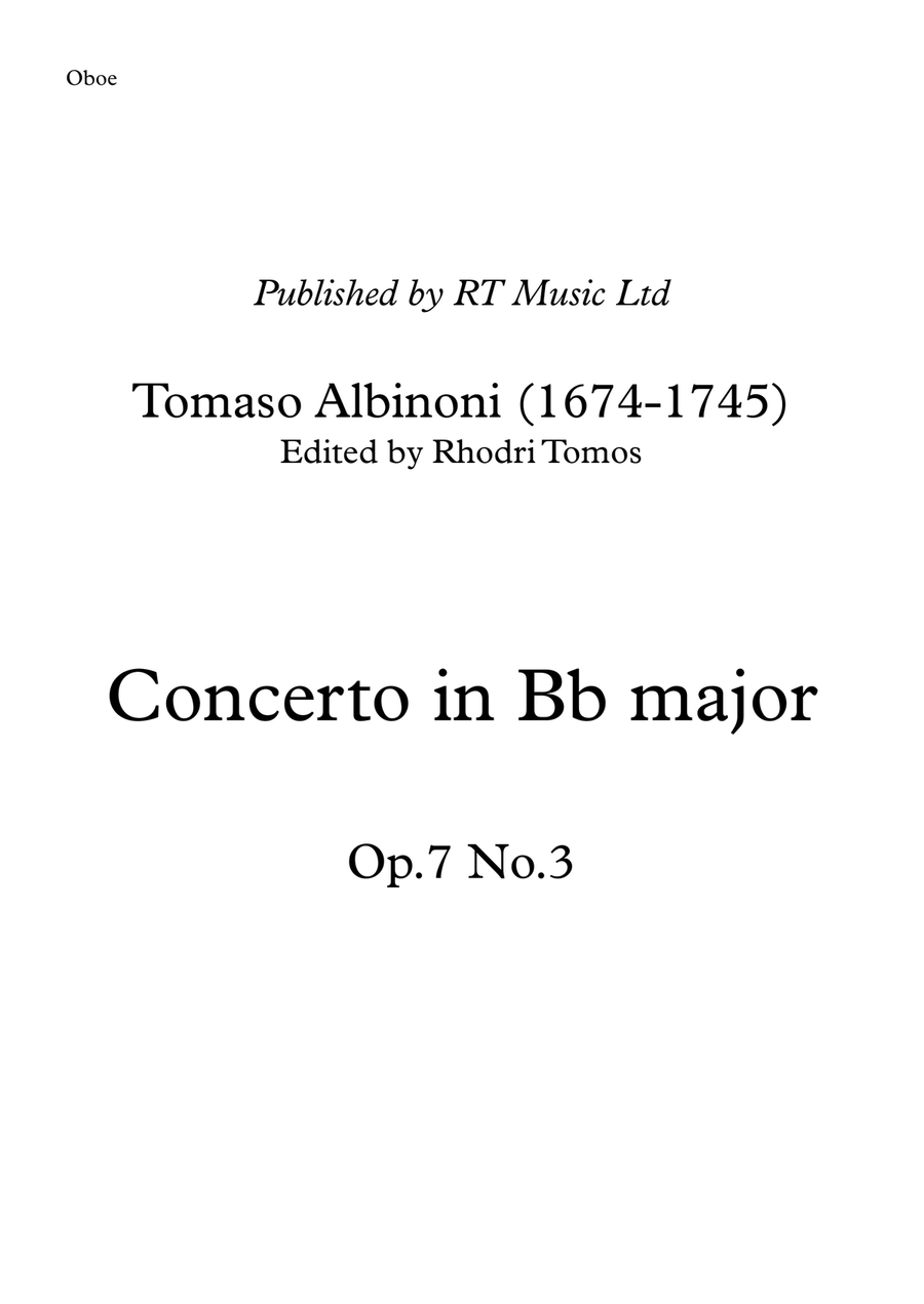 Book cover for Albinoni Concerto Bb major Op.7 No.3 - solo trumpets and piccolo trumpet parts