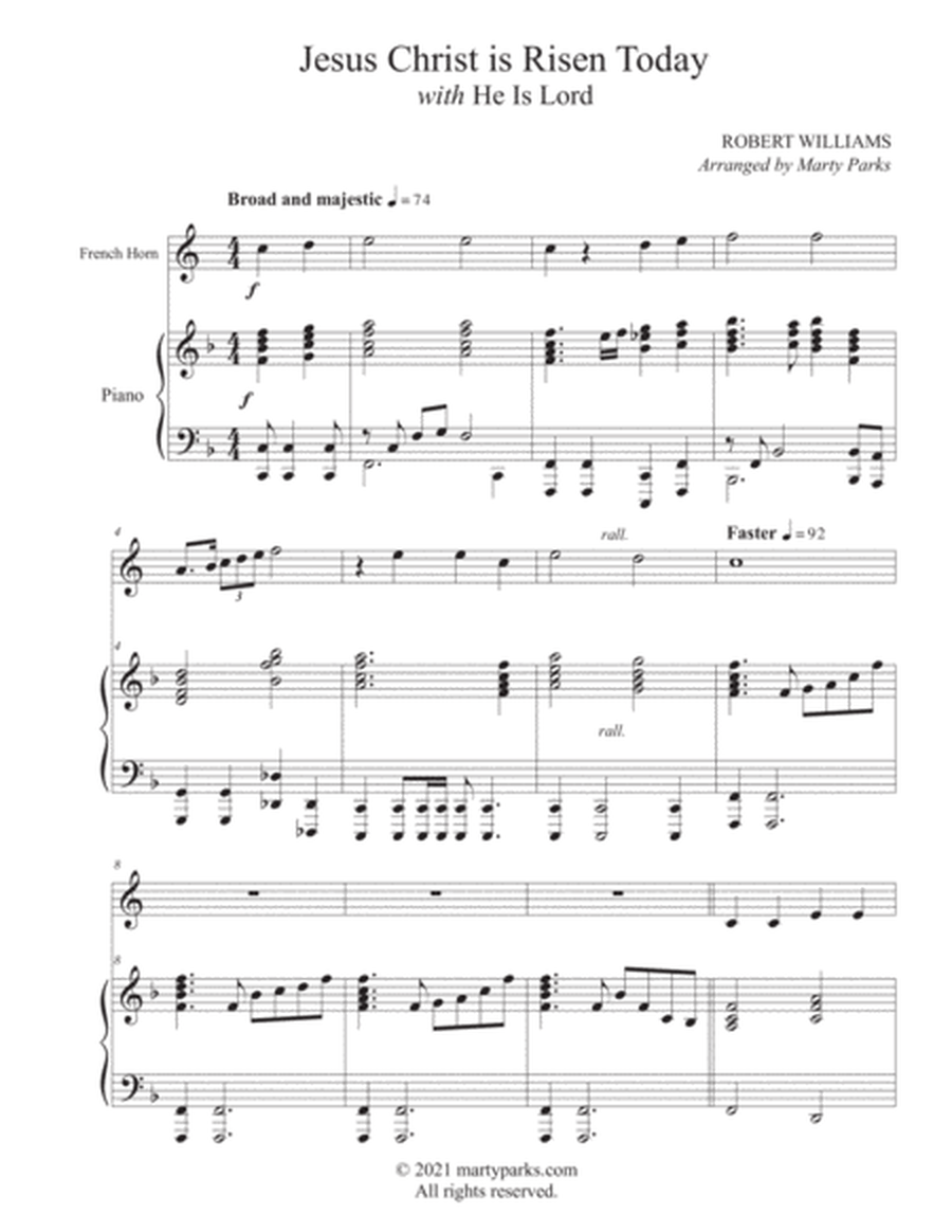 Jesus Christ is Risen Today (French Horn-Piano) image number null