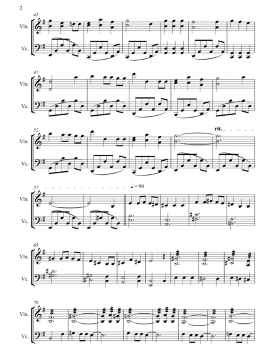 We Wish You a Merry Christmas - Full Length Violin & Cello Arrangement in a Jazz Style by The Chapel String Duet scores gallery preview page 3