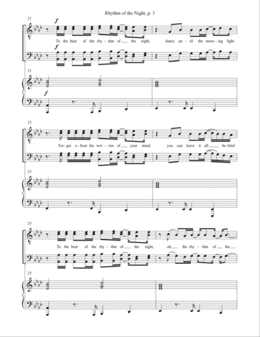 Rhythm Of The Night TTBB scores gallery preview page 3