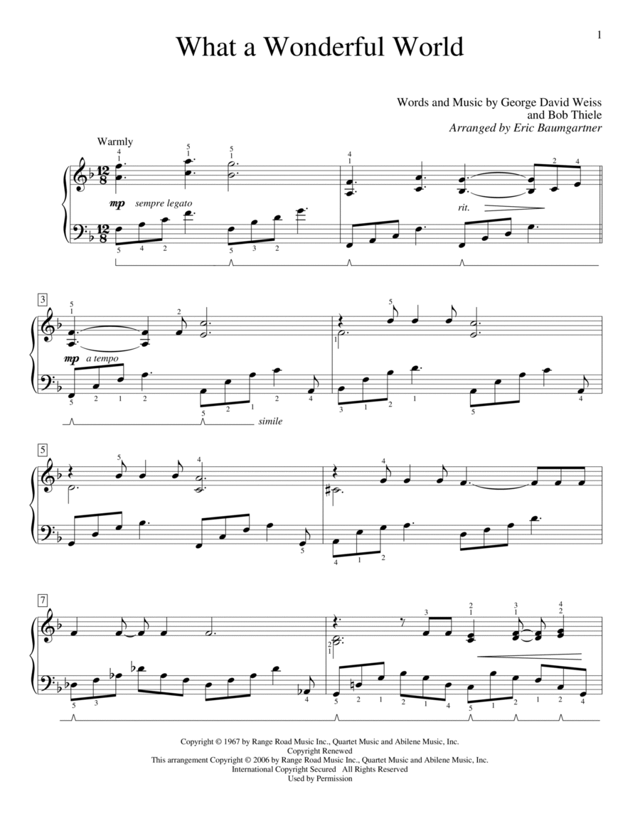 What A Wonderful World Piano Method scores gallery preview page 1