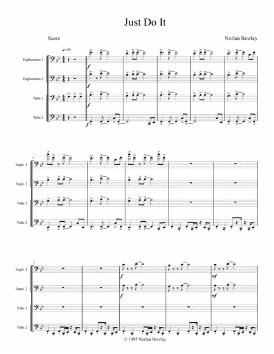 Just Do It - Tuba/Euphonium Quartet Brass Ensemble scores gallery preview page 1