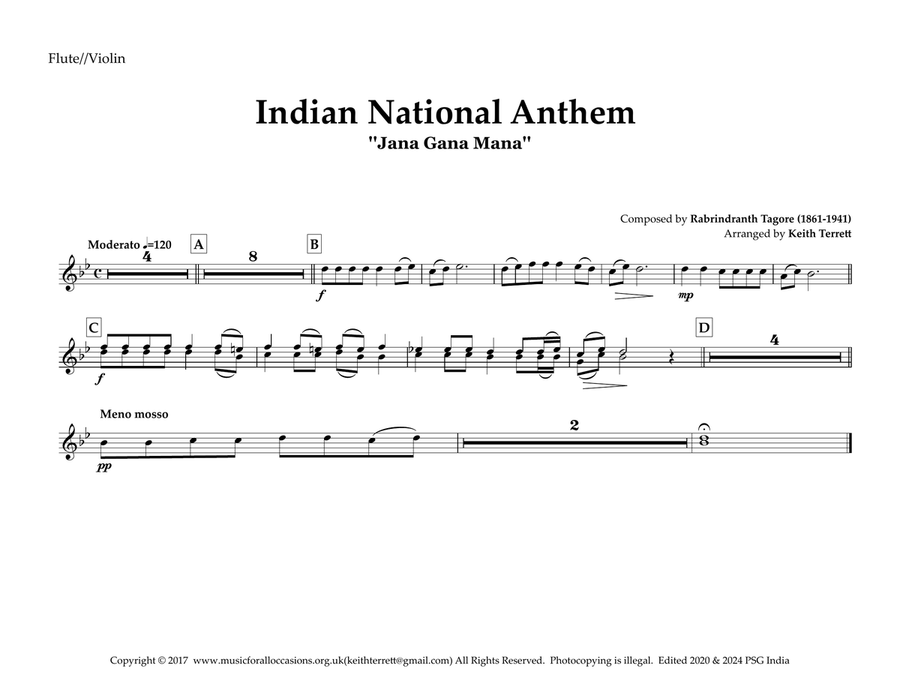 Indian National Anthem for Young Symphonic Concert/Military/Wind band Concert Band scores gallery preview page 5