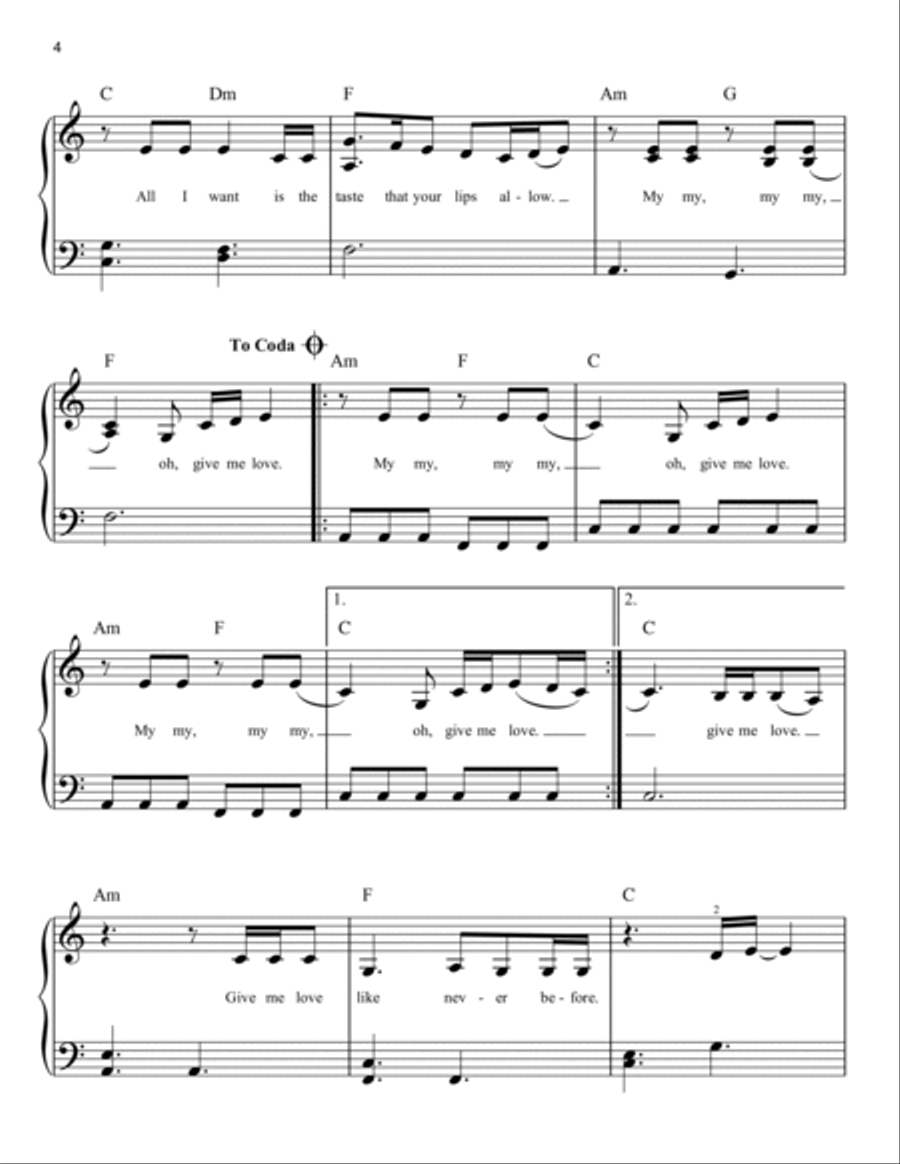 Give Me Love Easy Piano scores gallery preview page 4