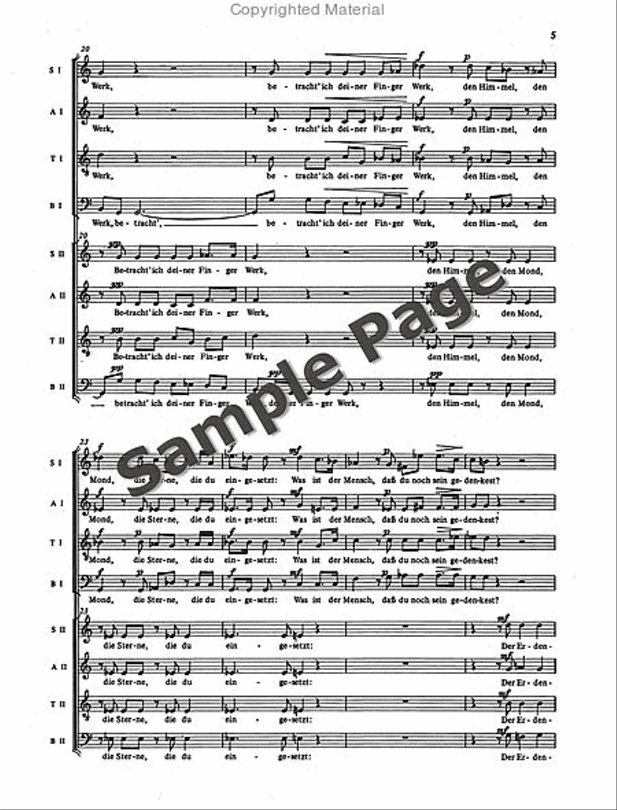 Psalm 8, Op. 85/1 4-Part scores gallery preview page 6