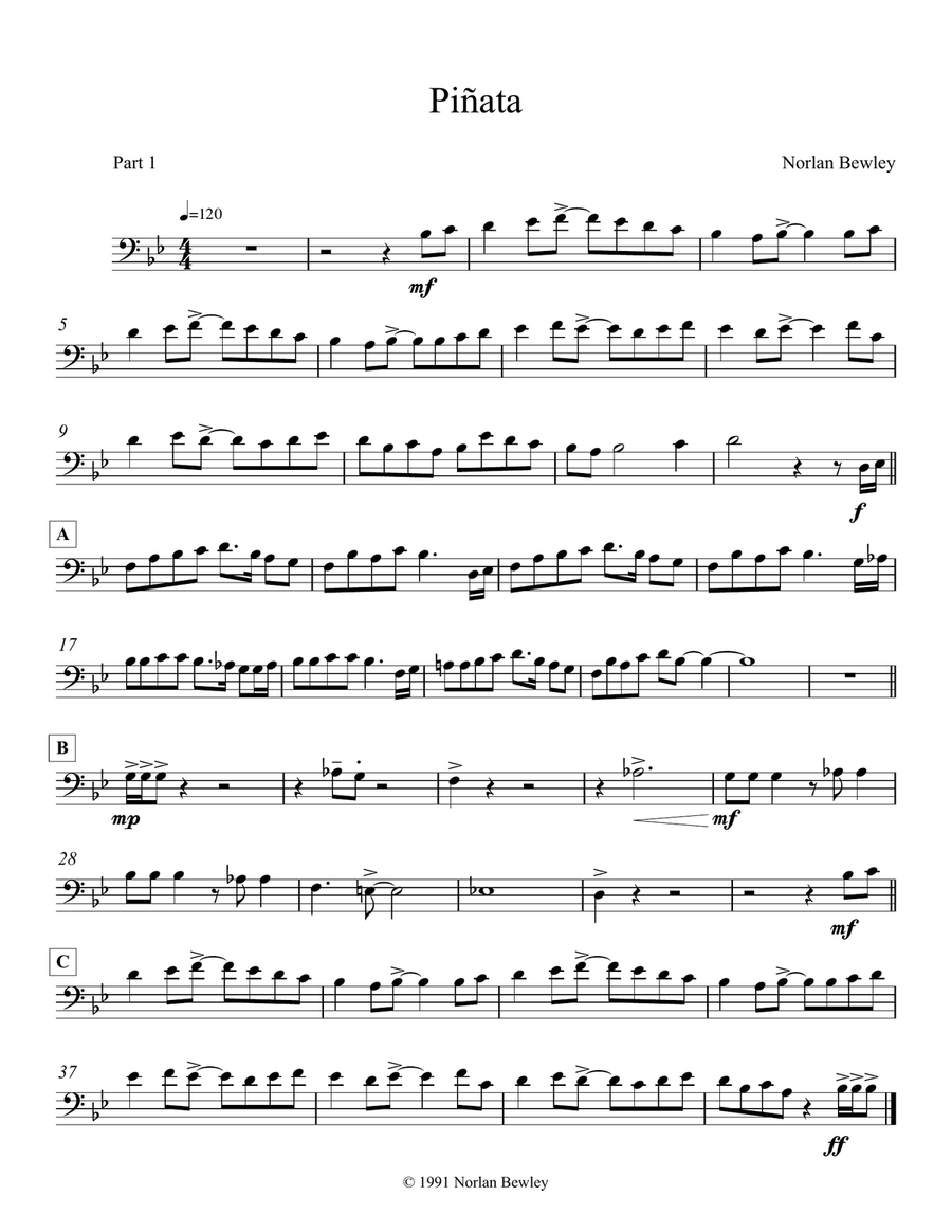 Pinata - Low Brass Trio Brass Trio scores gallery preview page 1