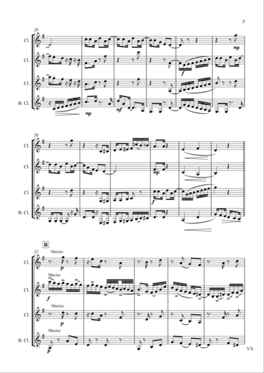 Xinguara - Baião and Maxixe for Clarinet Quartet Clarinet Quartet scores gallery preview page 5