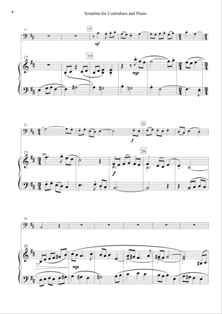 Sonatina for Contrabass and Piano Double Bass scores gallery preview page 4