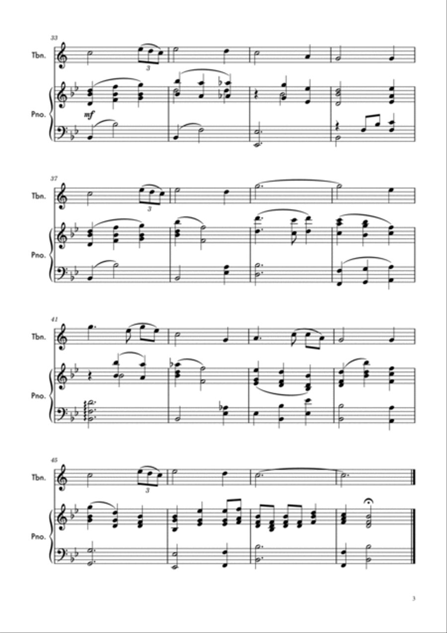 Amazing Grace - Trombone (treble clef) Piano scores gallery preview page 3