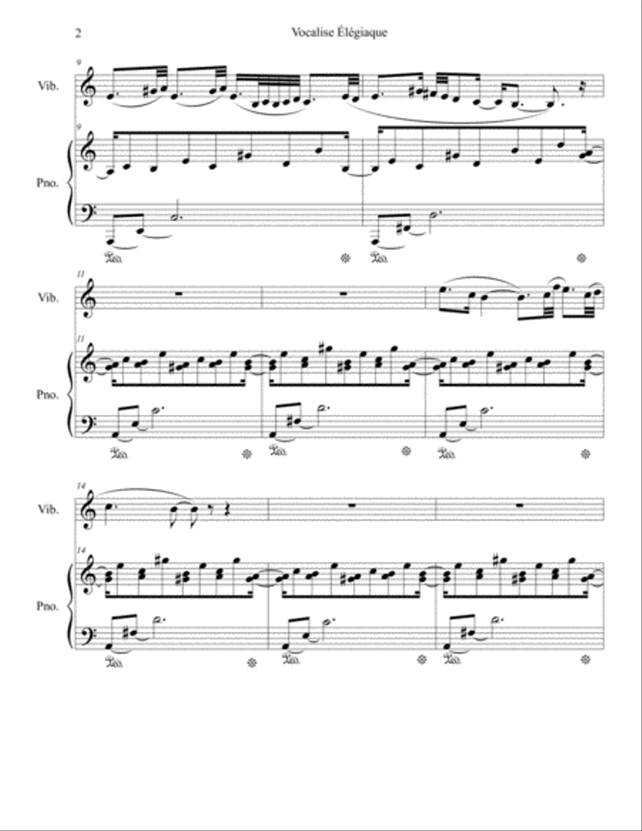 Vocalise Élégiaque for Vibraphone and Piano (2016) Piano scores gallery preview page 2