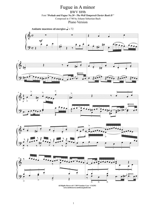 Bach - Fugue in A minor BWV 889b - Piano version