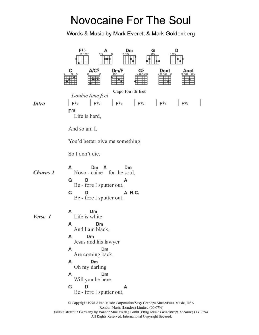 Novocaine For The Soul Novocaine For The Soul Acoustic Guitar scores gallery preview page 1