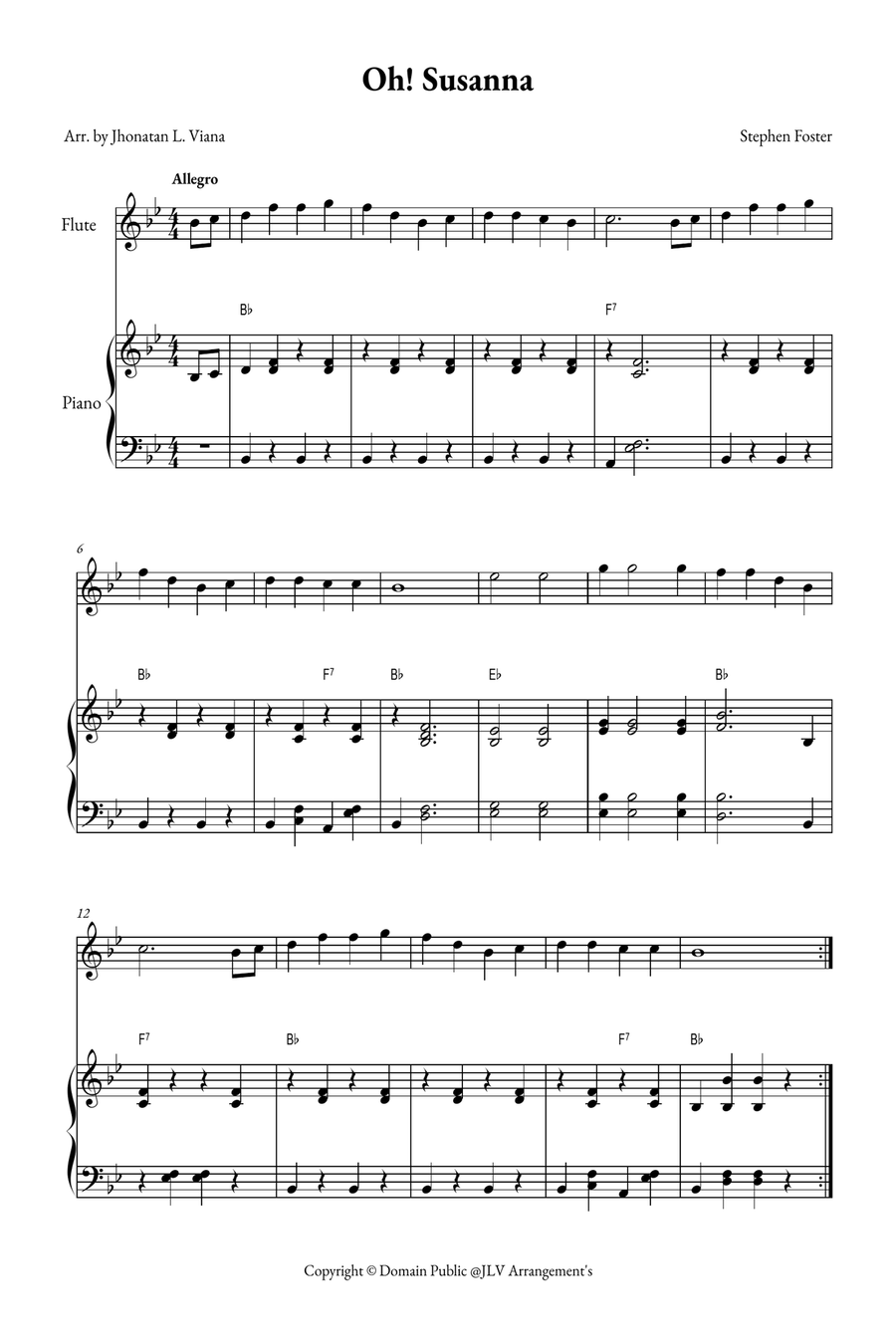 Oh! Susanna Flute scores gallery preview page 1