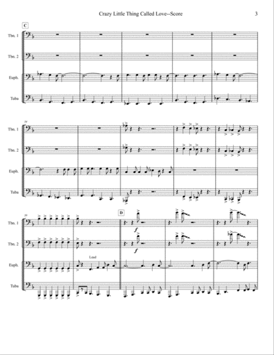 Crazy Little Thing Called Love Brass Ensemble scores gallery preview page 3