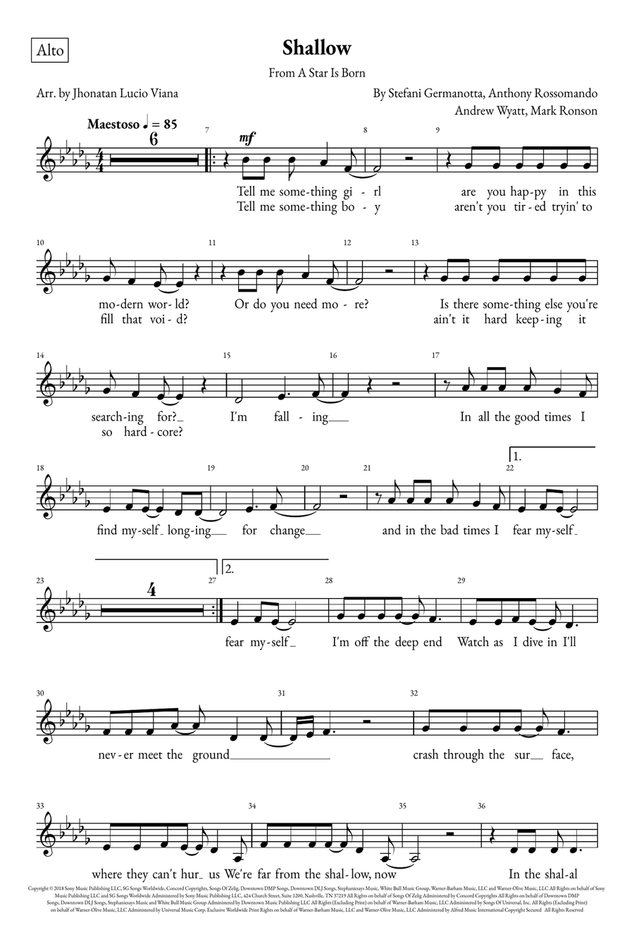 Shallow A Cappella scores gallery preview page 6