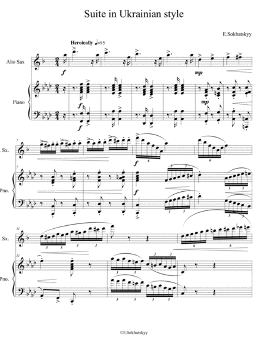 Suite in Ukrainian style,for saxo-alto and piano Alto Saxophone scores gallery preview page 1