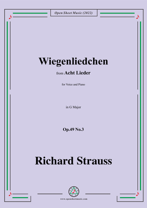 Book cover for Richard Strauss-Wiegenliedchen,in G Major
