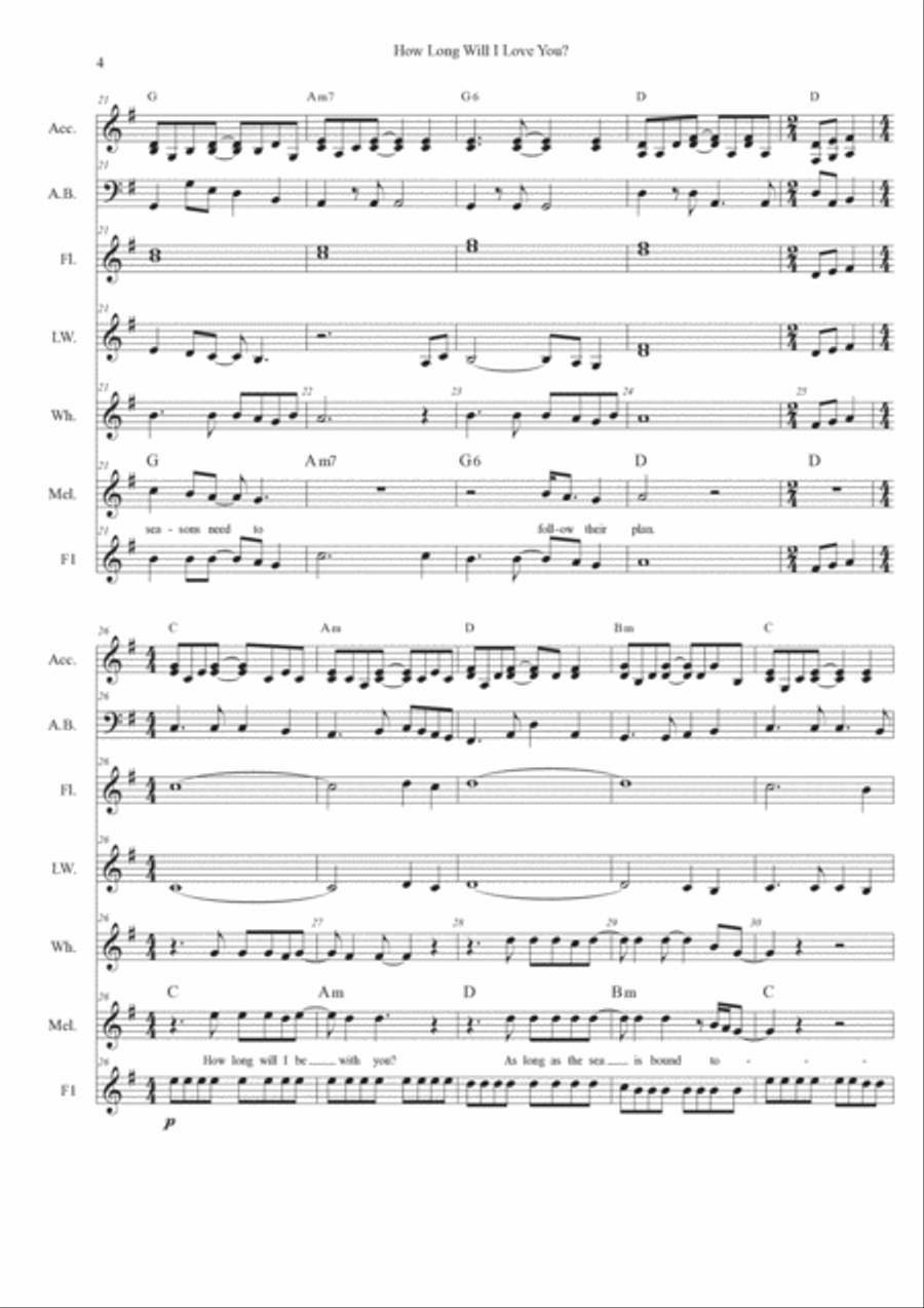 How Long Will I Love You How Long Will I Love You Small Ensemble scores gallery preview page 4
