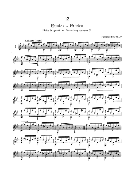 Twelve Etudes for the Guitar, Op. 29
