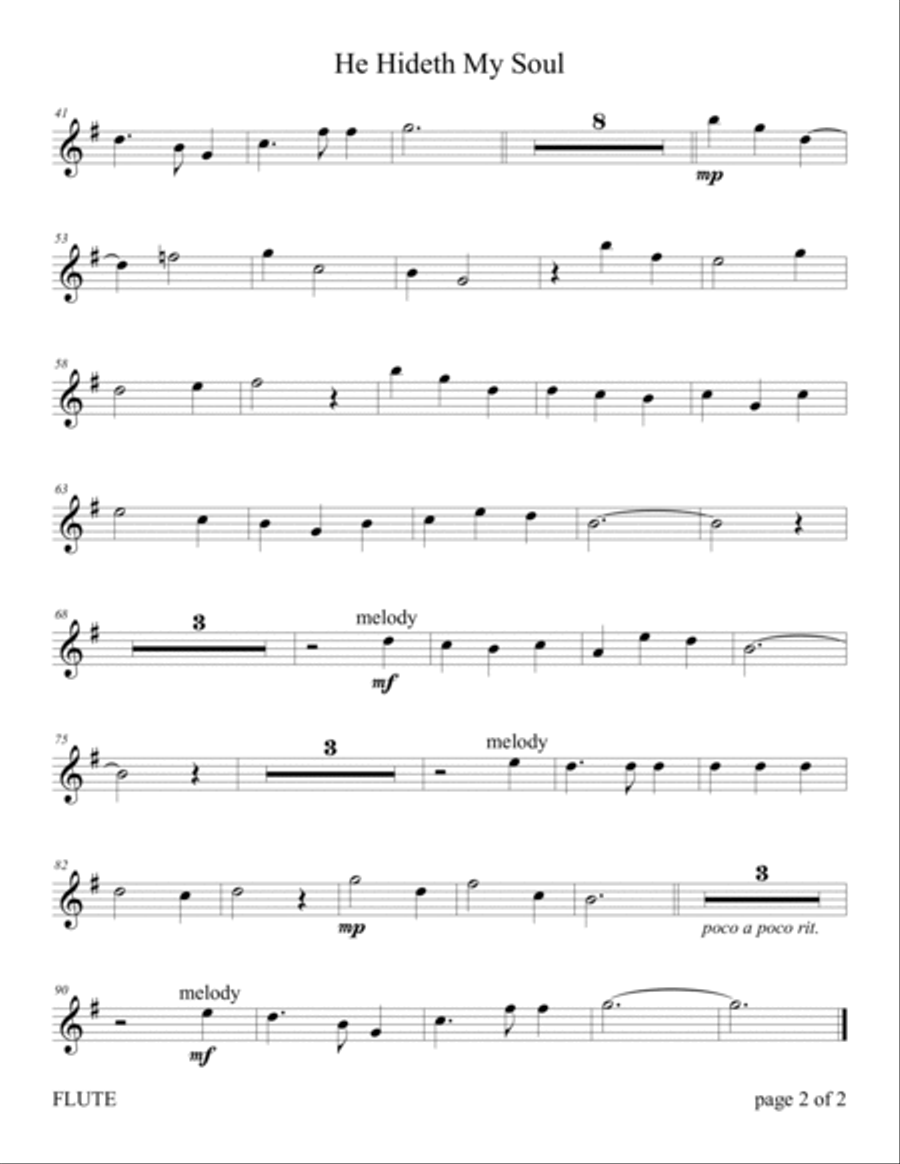 He Hideth My Soul (for Flute and Violin Duet with Piano Accompaniment) Flute scores gallery preview page 3