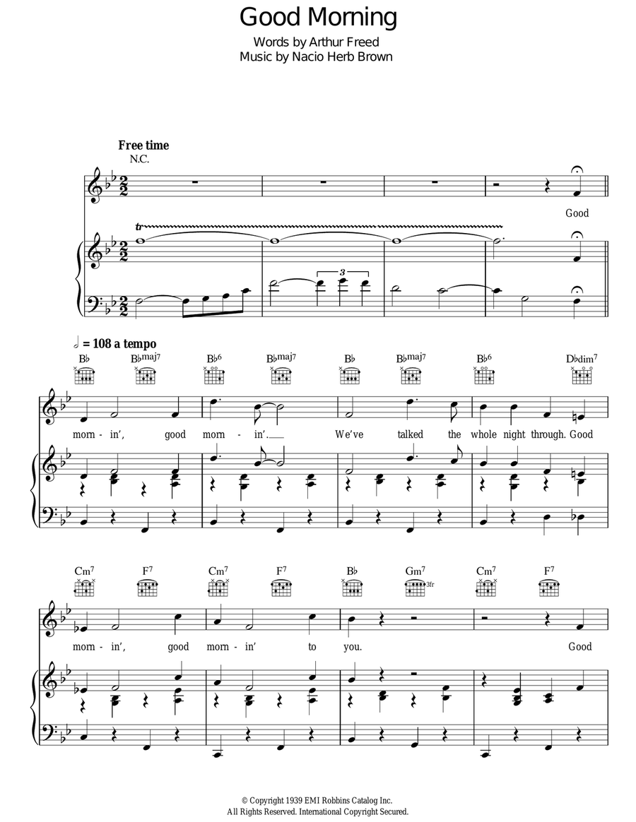 Good Morning (from Singin' In The Rain) Guitar scores gallery preview page 1
