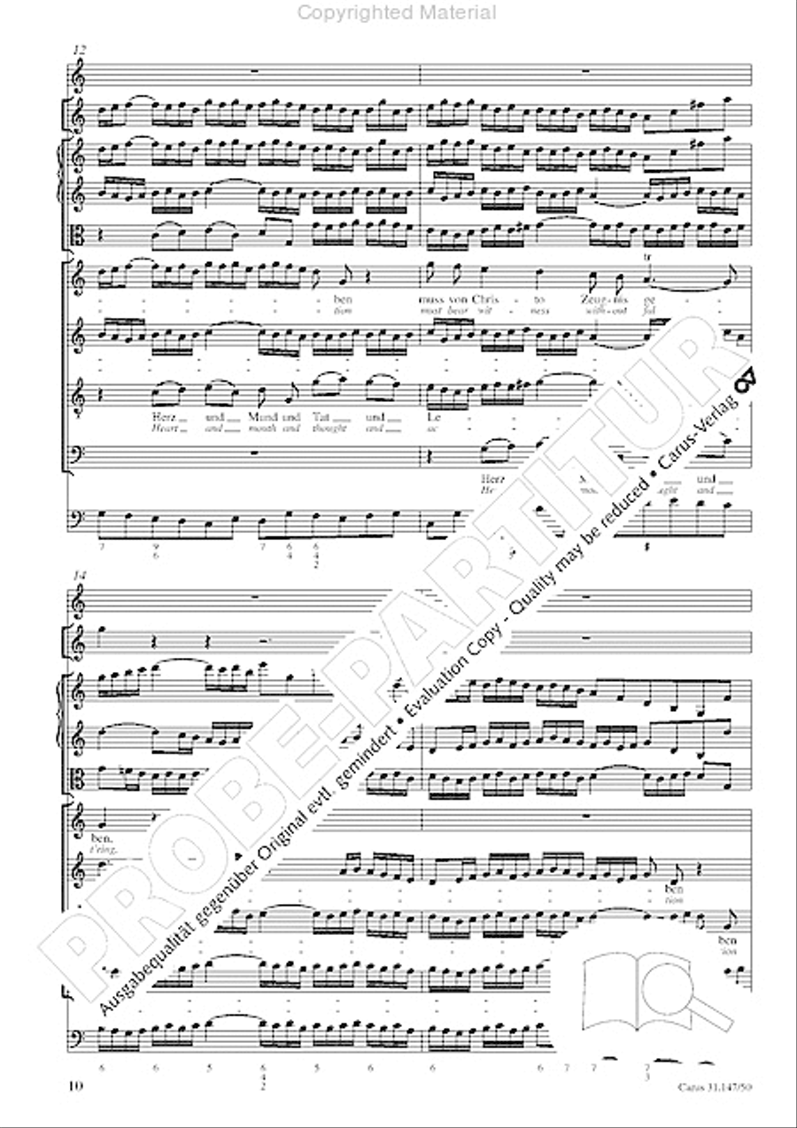 Heart and mouth and thought and action (Herz und Mund und Tat und Leben) (Herz und Mund und Tat und Leben) 4-Part scores gallery preview page 12