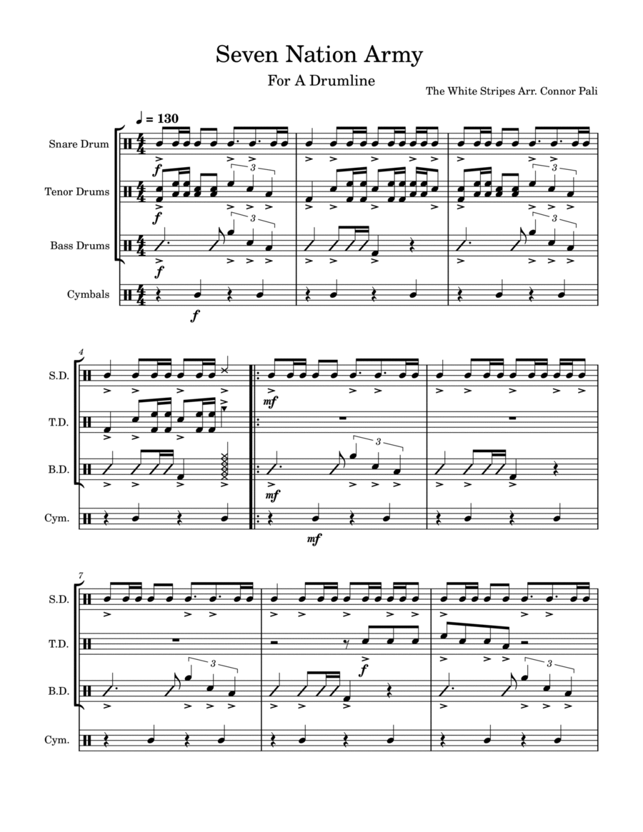 Seven Nation Army Marching Band scores gallery preview page 1