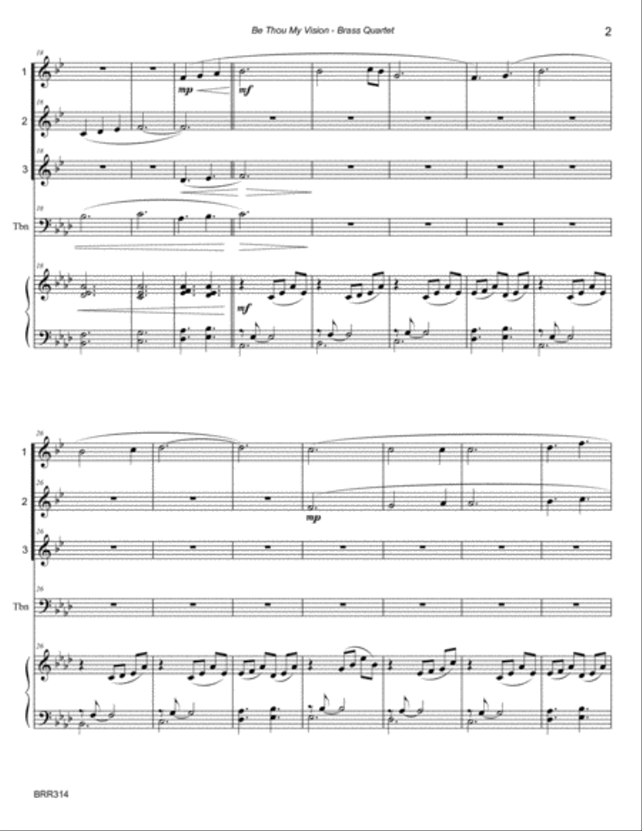 BE THOU MY VISION - BRASS QUARTET with Piano Accompaniment Brass Quartet scores gallery preview page 2