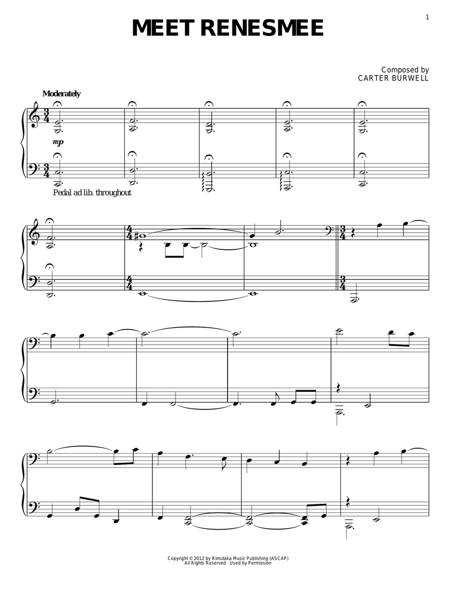 Meet Renesmee Piano Solo scores gallery preview page 1