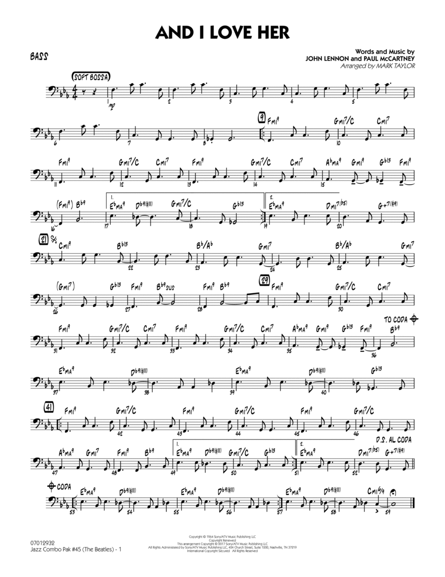 Jazz Combo Pak #45 (The Beatles) - Bass Jazz Ensemble scores gallery preview page 1