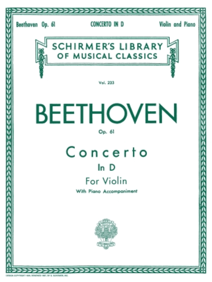 Violin Concerto in D Major, Op. 61 - Violin/Piano