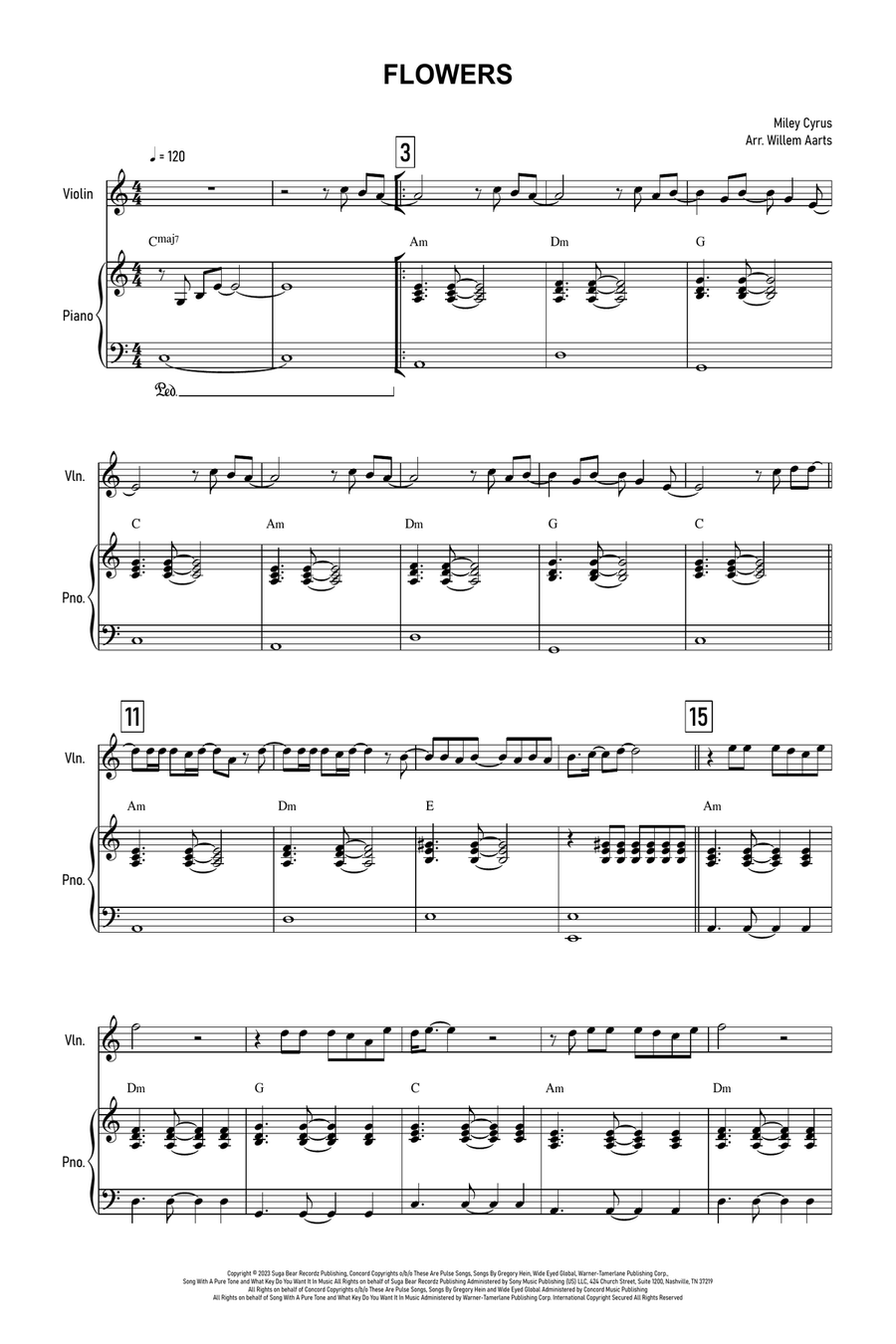 Flowers Violin Solo scores gallery preview page 1