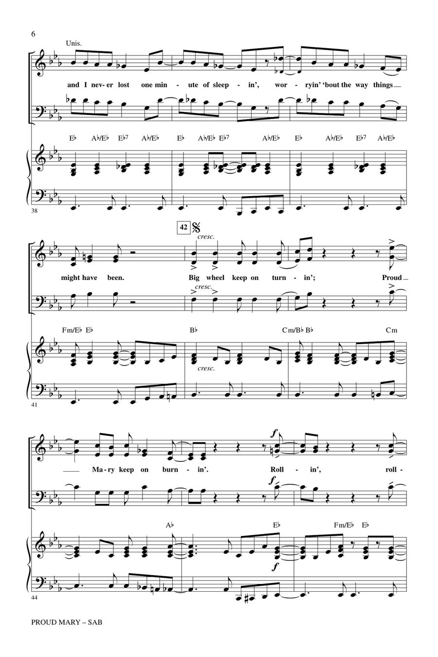 Proud Mary (arr. Kirby Shaw) 3-Part scores gallery preview page 5