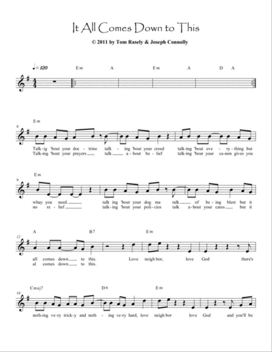 It All Comes Down To This Unison Choir scores gallery preview page 1