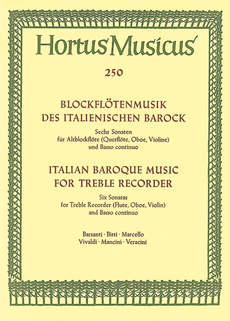Italian Baroque Sonatas for Treble Recorder
