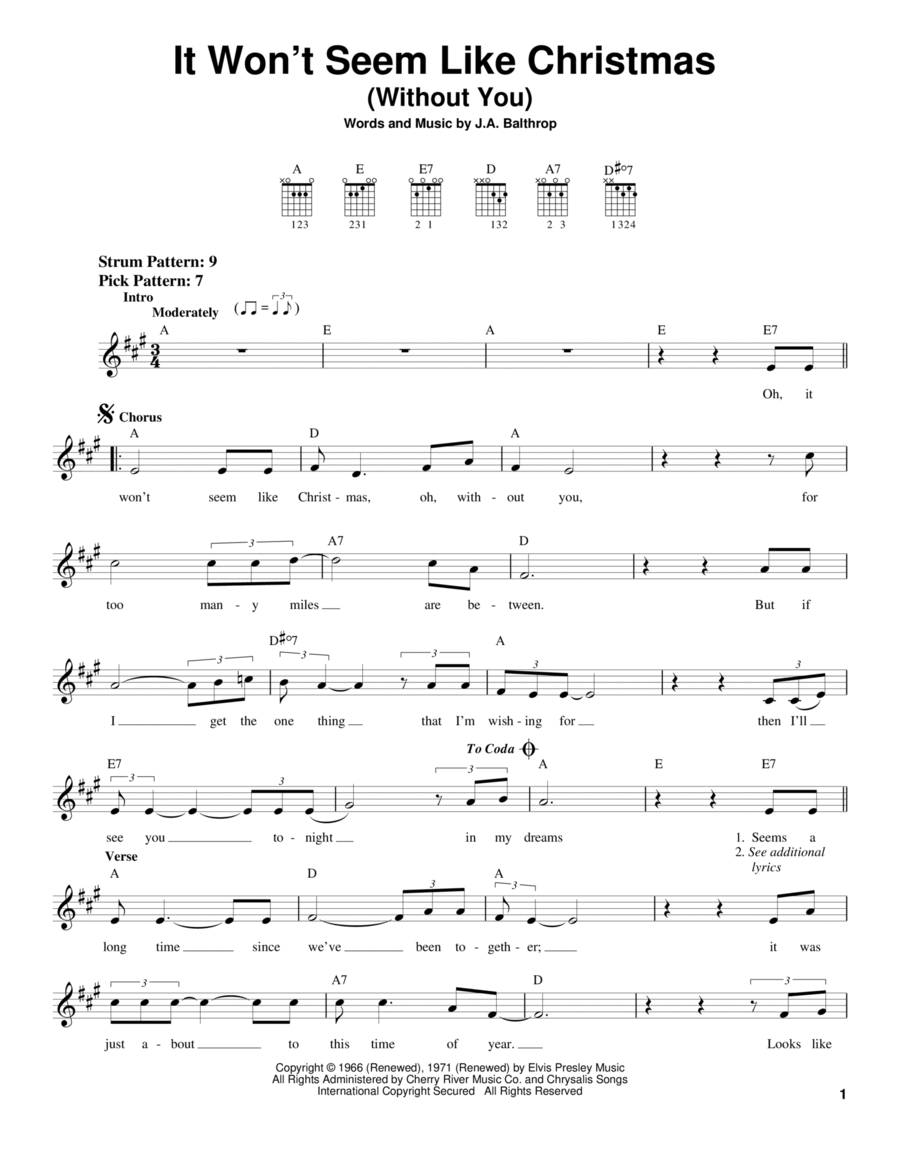 It Won't Seem Like Christmas (Without You) Acoustic Guitar scores gallery preview page 1