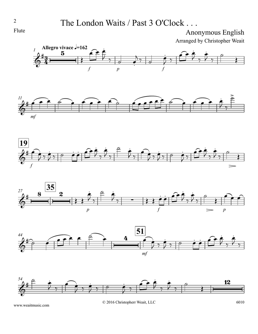 London Waits (Past 3 O'Clock . . . .) for woodwind quintet (1’45) Woodwind Quintet scores gallery preview page 5