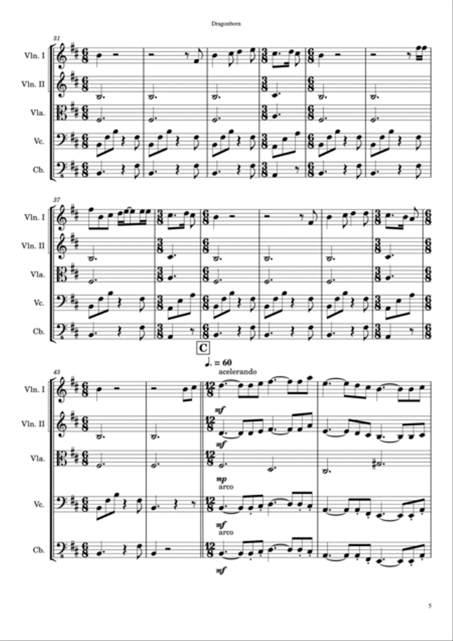 Dragonborn (skyrim Theme) String Orchestra scores gallery preview page 6