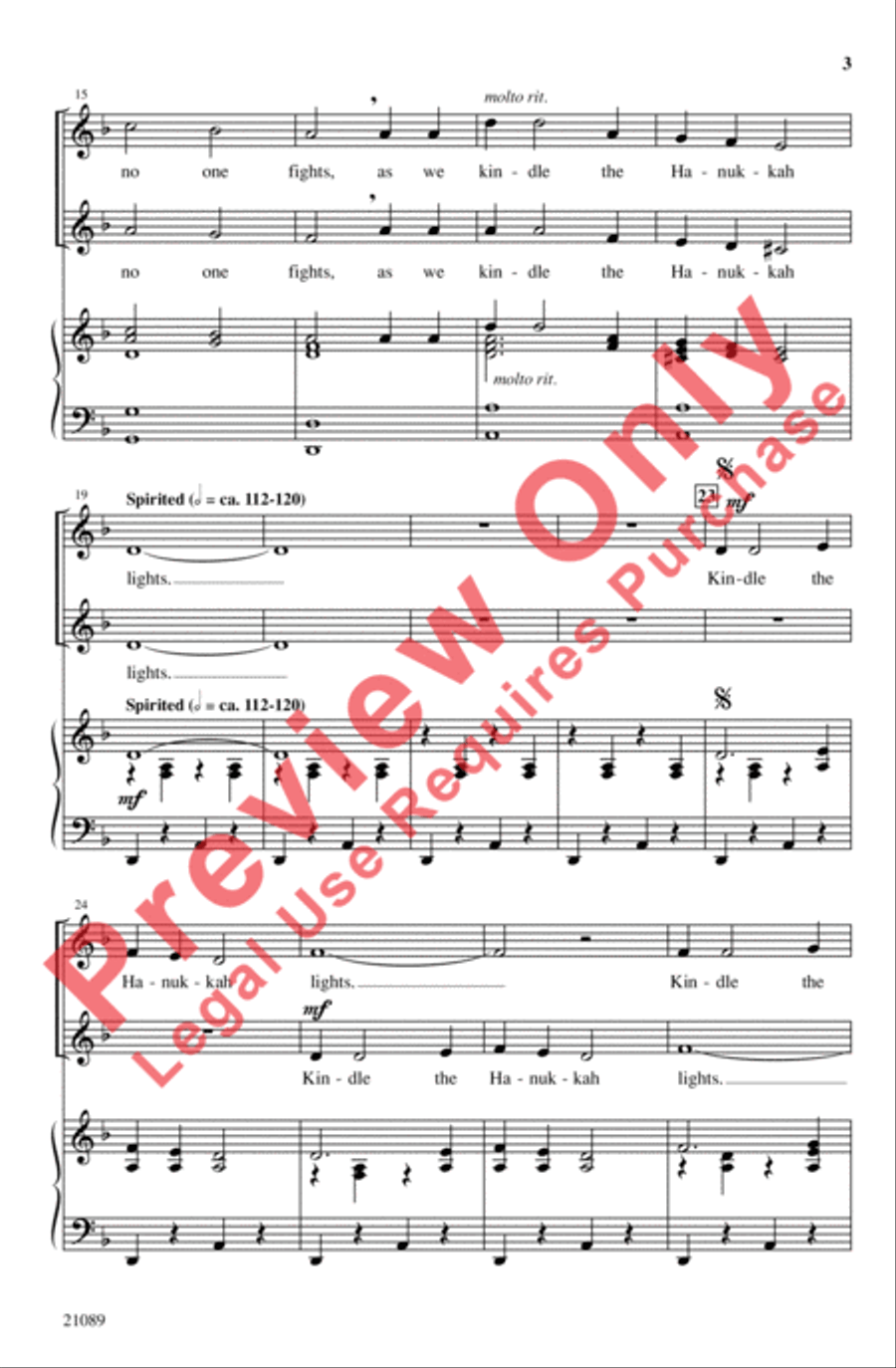 Kindle the Hanukkah Lights 2-Part scores gallery preview page 3