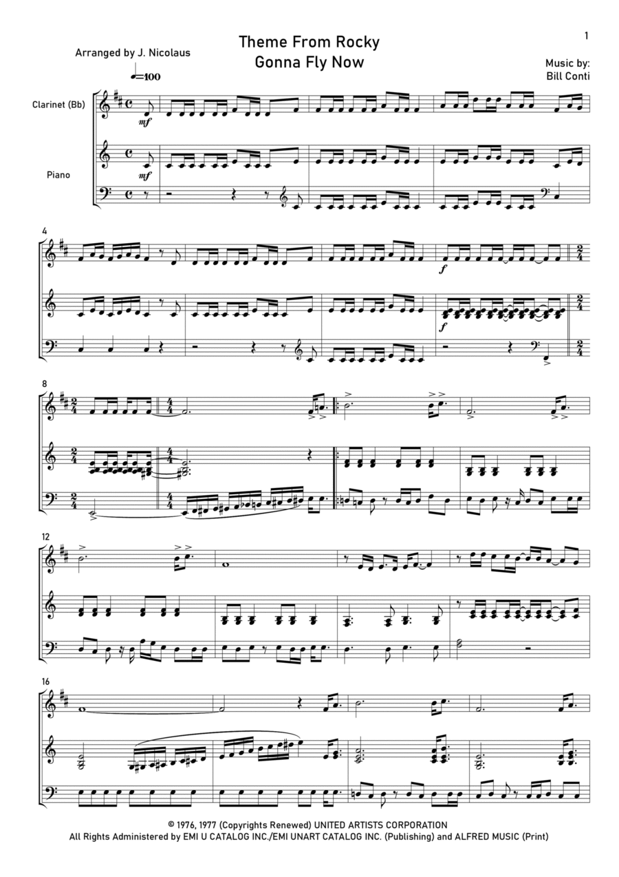 Gonna Fly Now B-Flat Clarinet scores gallery preview page 1