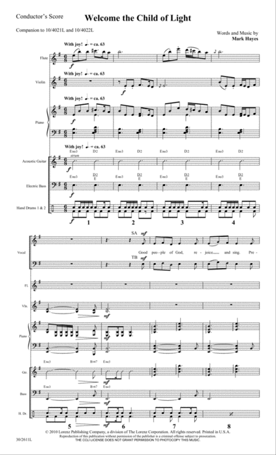 Welcome the Child of Light - Instrumental Ensemble Score and Parts Flute scores gallery preview page 3