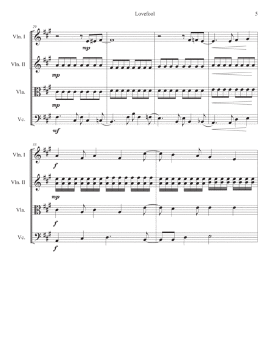 Lovefool Lovefool String Quartet scores gallery preview page 5