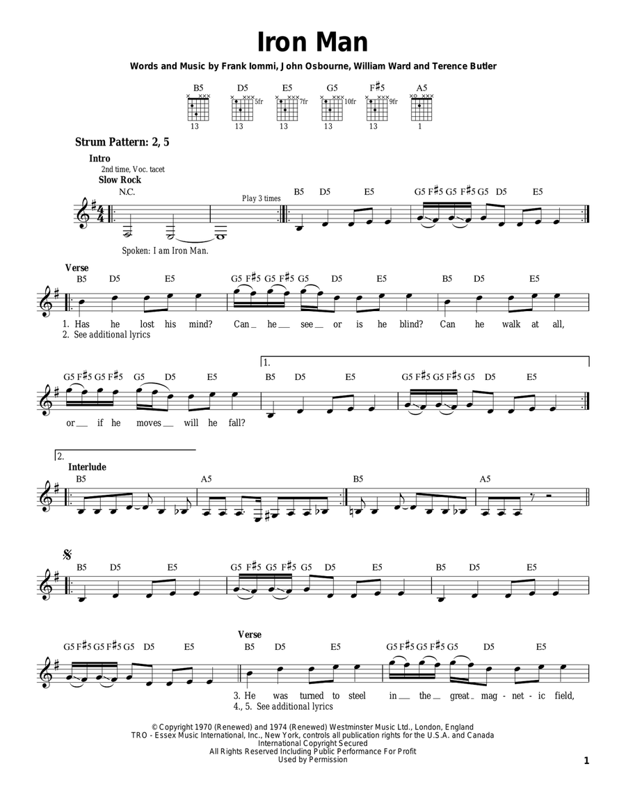 Iron Man Acoustic Guitar scores gallery preview page 1