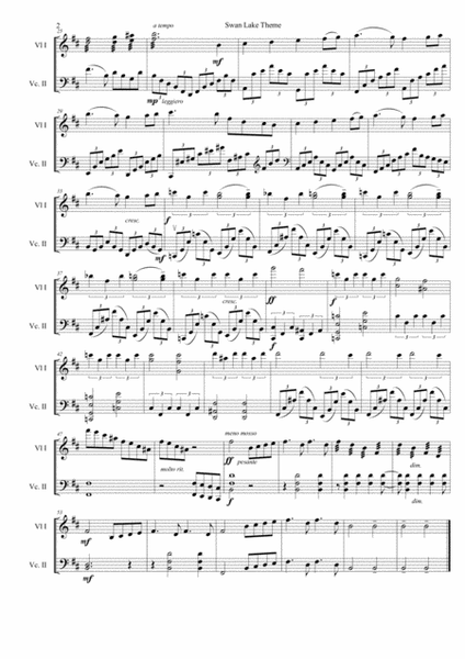 Swan Lake Theme, for violin and cello