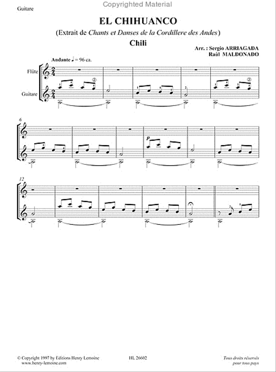 Chants Et Danses De La Cordillere Des Andes Flute scores gallery preview page 8